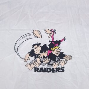 Vintage Flintstones Raiders Button Down Shirt Mens‎ Large Off White Long Sleeve